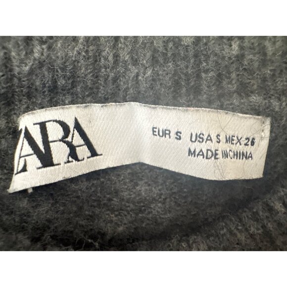 ZARA Small Gray Wool Blend Crewneck Sweater - Picture 3 of 14